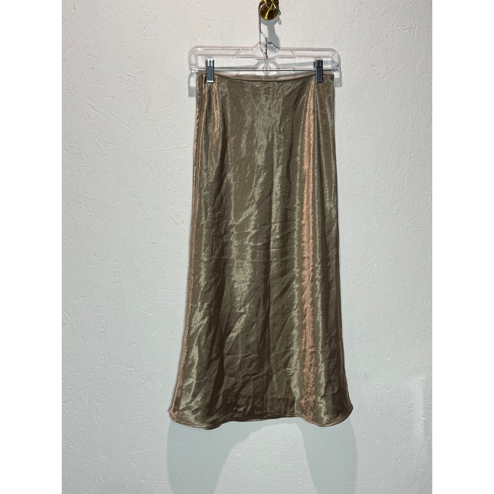 Lululemon Satin Midi Skirt Gold Bronze Metallic LW8AD9S Size Small S